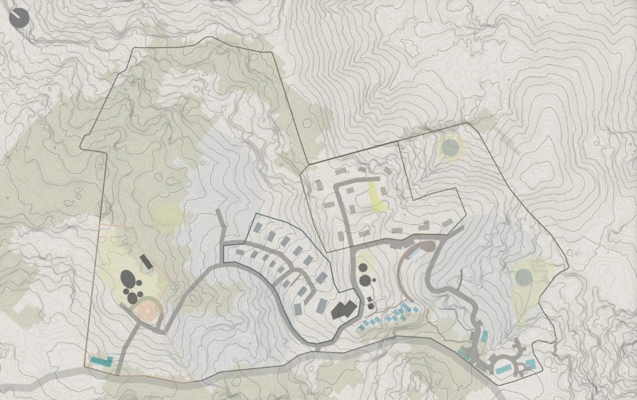 Master concept drawn over the same contour map